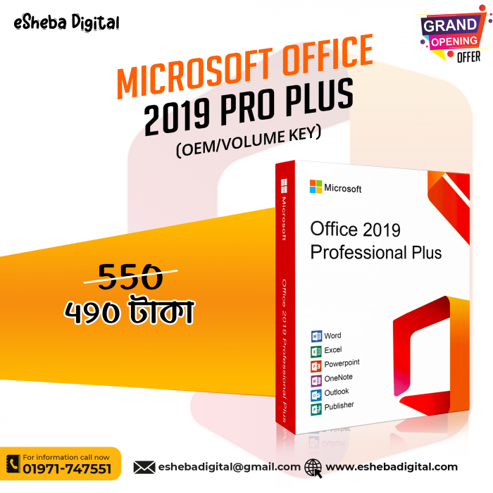 Micro soft Office 2019 Pro Plus (OEM/Volume) Key eSheba Digital